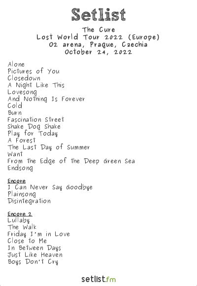 cure setlists|the cure tour 2023 setlist.